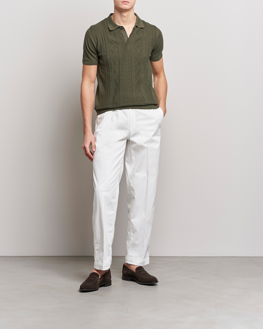 Hombres | Polos | Oscar Jacobson | Bard Short Sleeve Structured Cotton Polo Olive