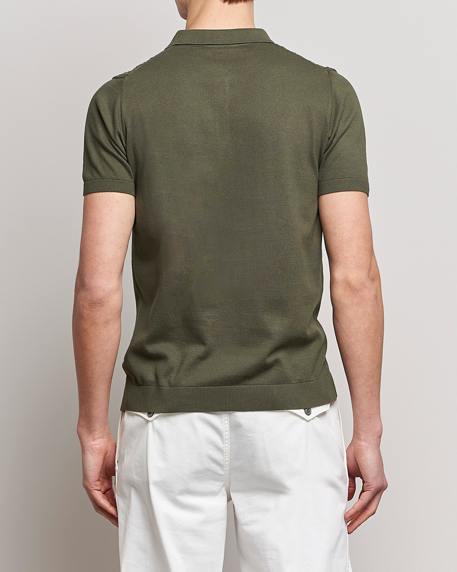 Hombres | Polos | Oscar Jacobson | Bard Short Sleeve Structured Cotton Polo Olive