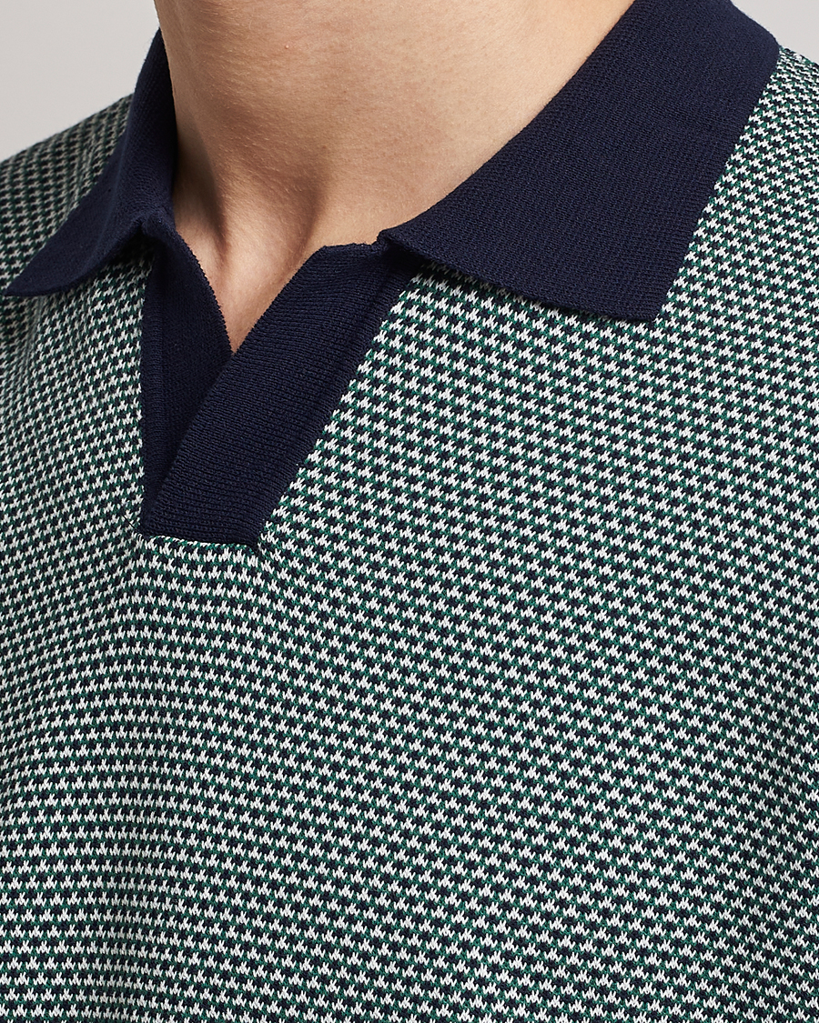 Hombres | Polos | Oscar Jacobson | Dalius Cotton Woven Structure Cotton Polo Green