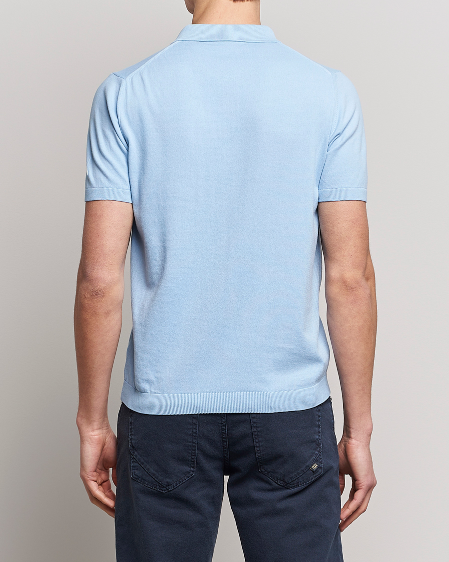 Hombres | Polos | Oscar Jacobson | Otto Short Sleeve Zip Polo Light Blue