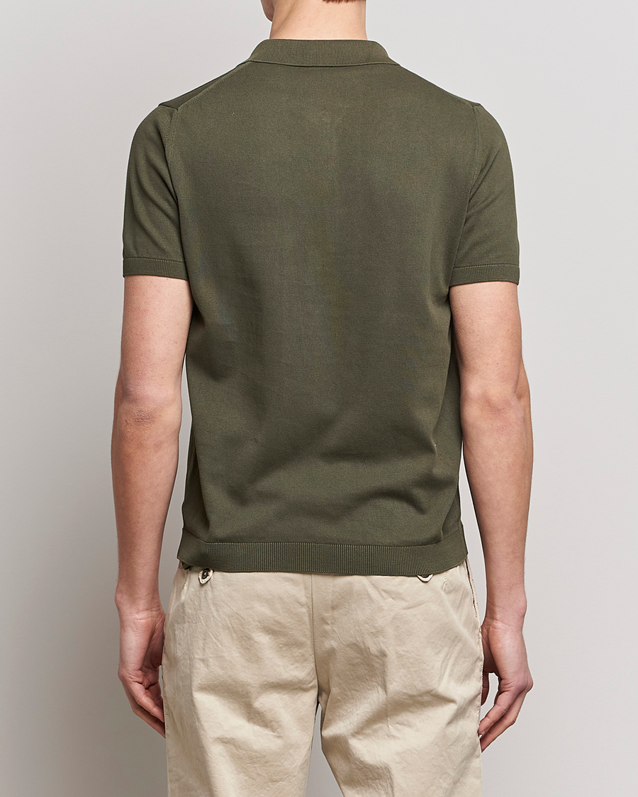 Hombres | Polos | Oscar Jacobson | Otto Short Sleeve Zip Polo Olive