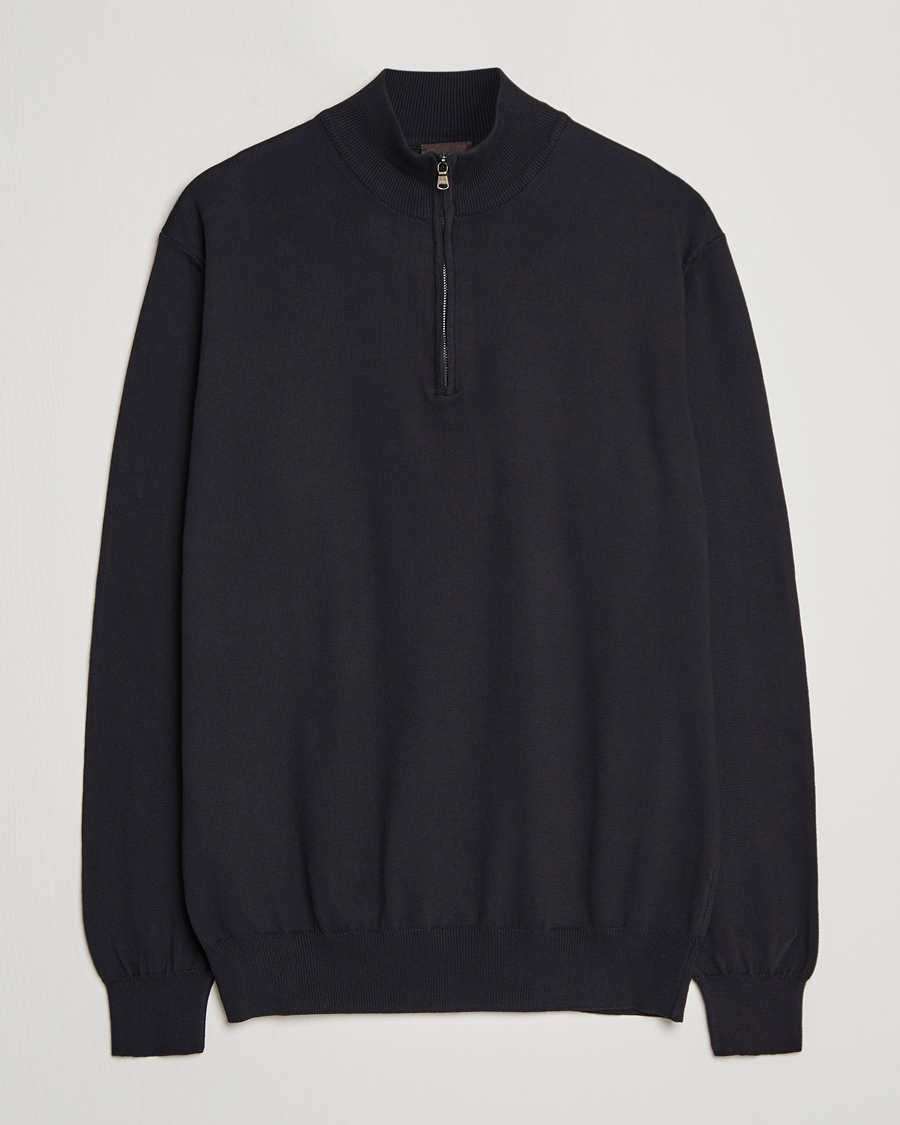 Hombres | Jerséis y prendas de punto | Oscar Jacobson | Pat Cotton Half Zip Navy