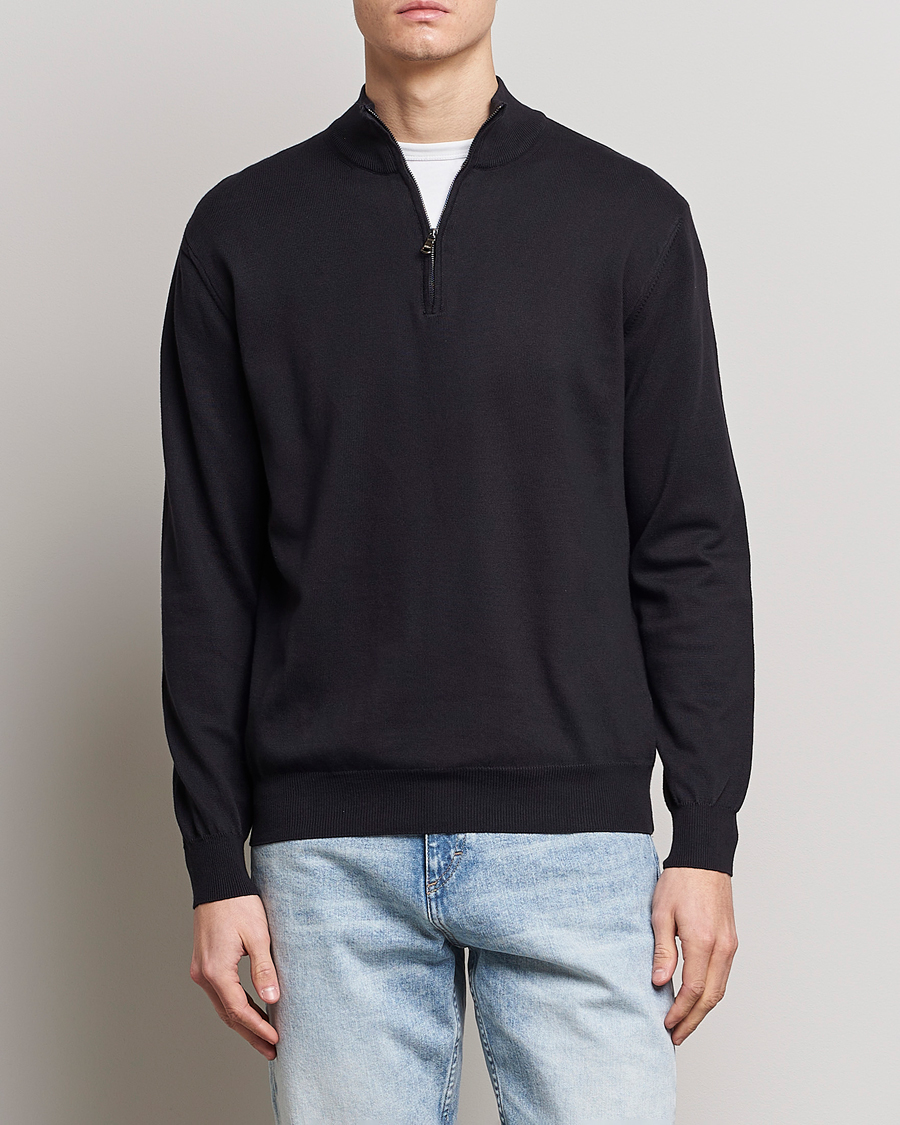 Hombres | Jerséis y prendas de punto | Oscar Jacobson | Pat Cotton Half Zip Navy
