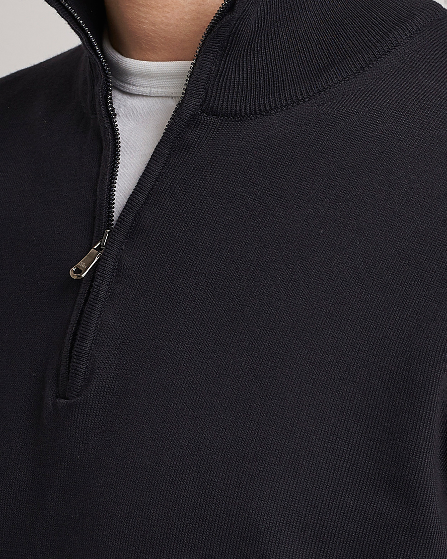 Hombres | Jerséis y prendas de punto | Oscar Jacobson | Pat Cotton Half Zip Navy