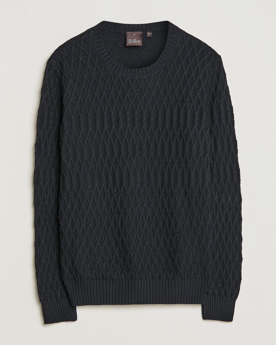 Hombres | Jerséis y prendas de punto | Oscar Jacobson | Cotton Fisherman Sweatshirt Navy