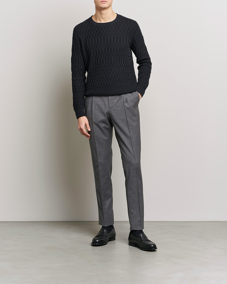 Hombres | Jerséis y prendas de punto | Oscar Jacobson | Cotton Fisherman Sweatshirt Navy