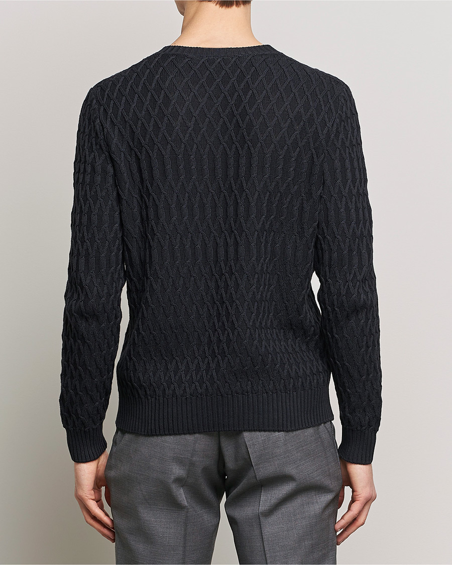 Hombres | Jerséis y prendas de punto | Oscar Jacobson | Cotton Fisherman Sweatshirt Navy