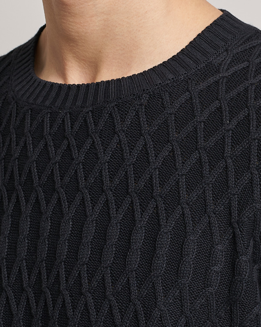 Hombres | Jerséis y prendas de punto | Oscar Jacobson | Cotton Fisherman Sweatshirt Navy