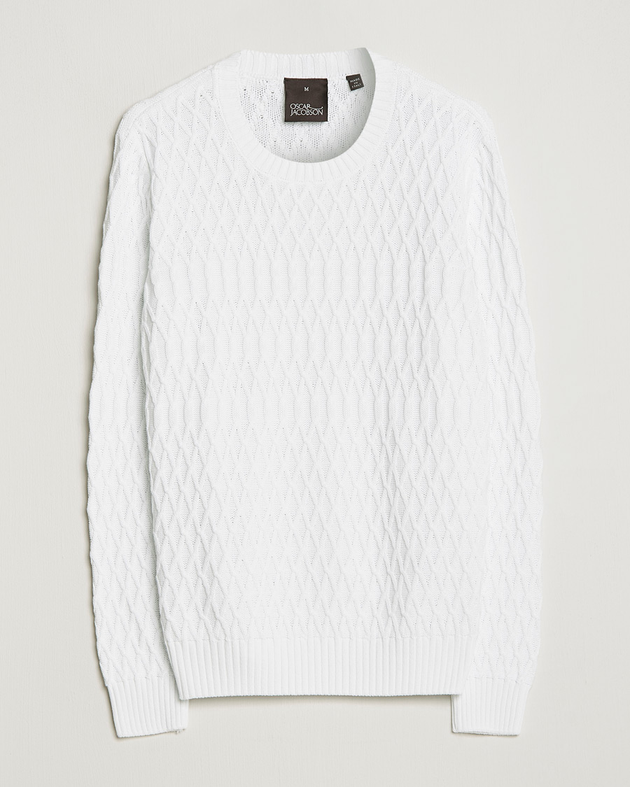 Hombres | Jerséis y prendas de punto | Oscar Jacobson | Cotton Fisherman Sweatshirt White