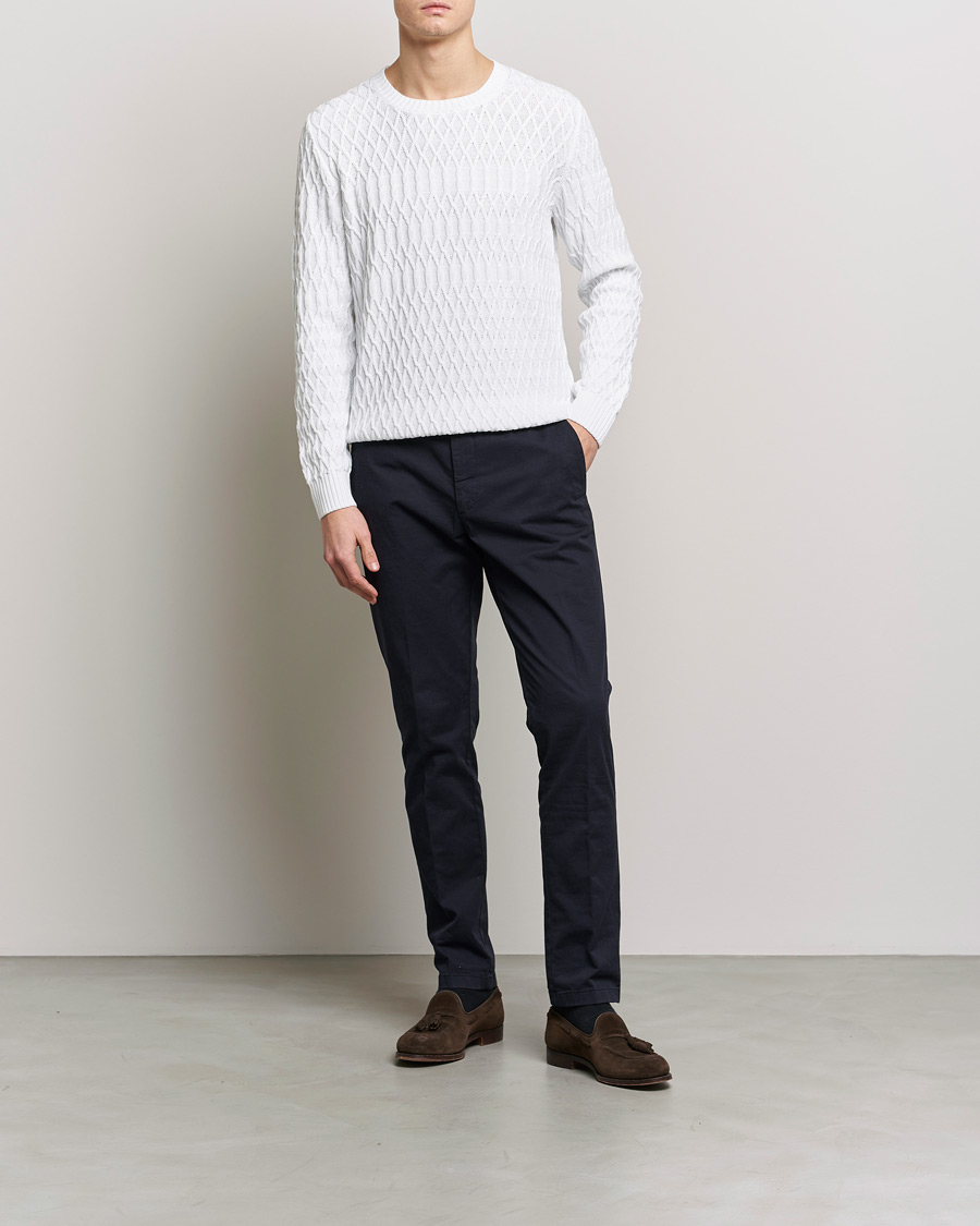 Hombres | Jerséis y prendas de punto | Oscar Jacobson | Cotton Fisherman Sweatshirt White