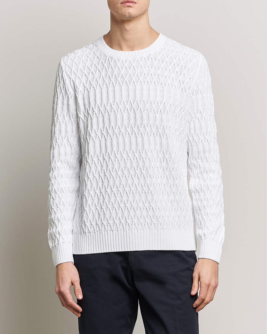 Hombres | Jerséis y prendas de punto | Oscar Jacobson | Cotton Fisherman Sweatshirt White