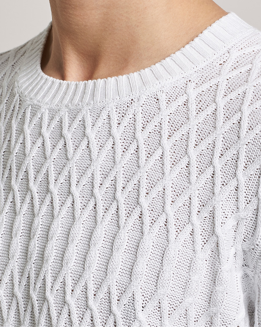 Hombres | Jerséis y prendas de punto | Oscar Jacobson | Cotton Fisherman Sweatshirt White