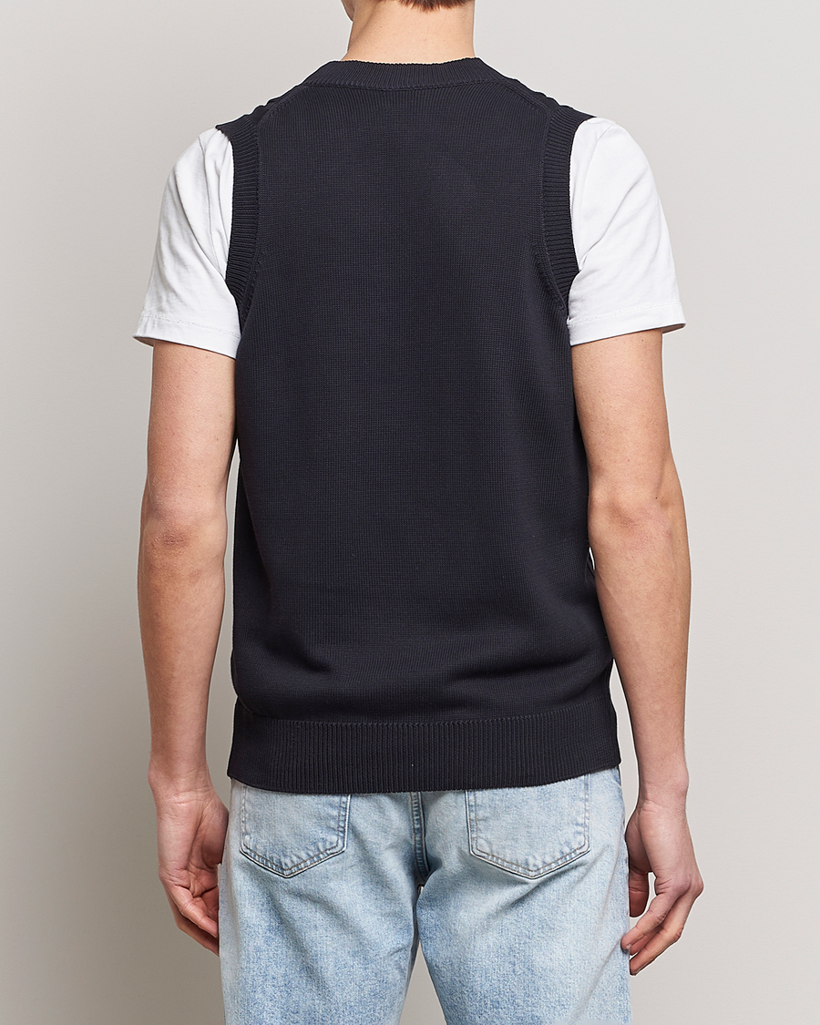 Hombres | Jerséis y prendas de punto | Oscar Jacobson | Lucas Cable Knitted Vest Navy