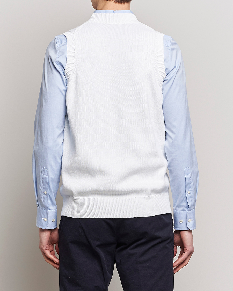 Hombres | Jerséis y prendas de punto | Oscar Jacobson | Lucas Cable Knitted Vest White