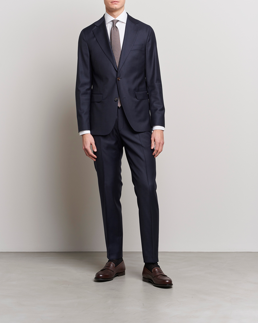 Hombres | Trajes | Oscar Jacobson | Ego Loro Piana Zelander Merino Wool Suit Navy