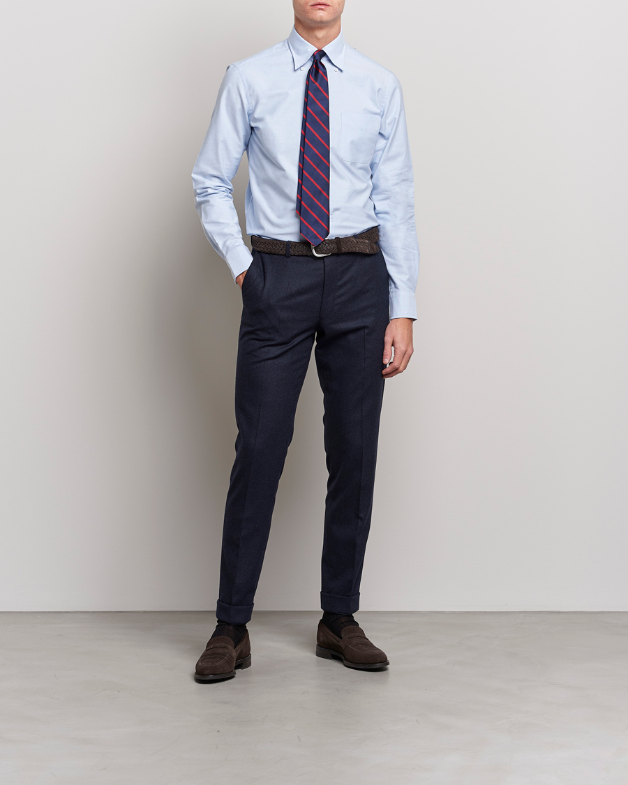 Hombres | Camisas | Kamakura Shirts | Slim Fit Oxford BD Shirt Light Blue