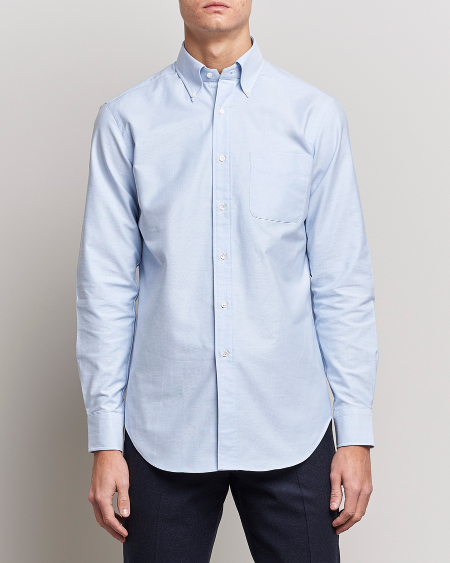 Hombres | Japanese Department | Kamakura Shirts | Slim Fit Oxford BD Shirt Light Blue