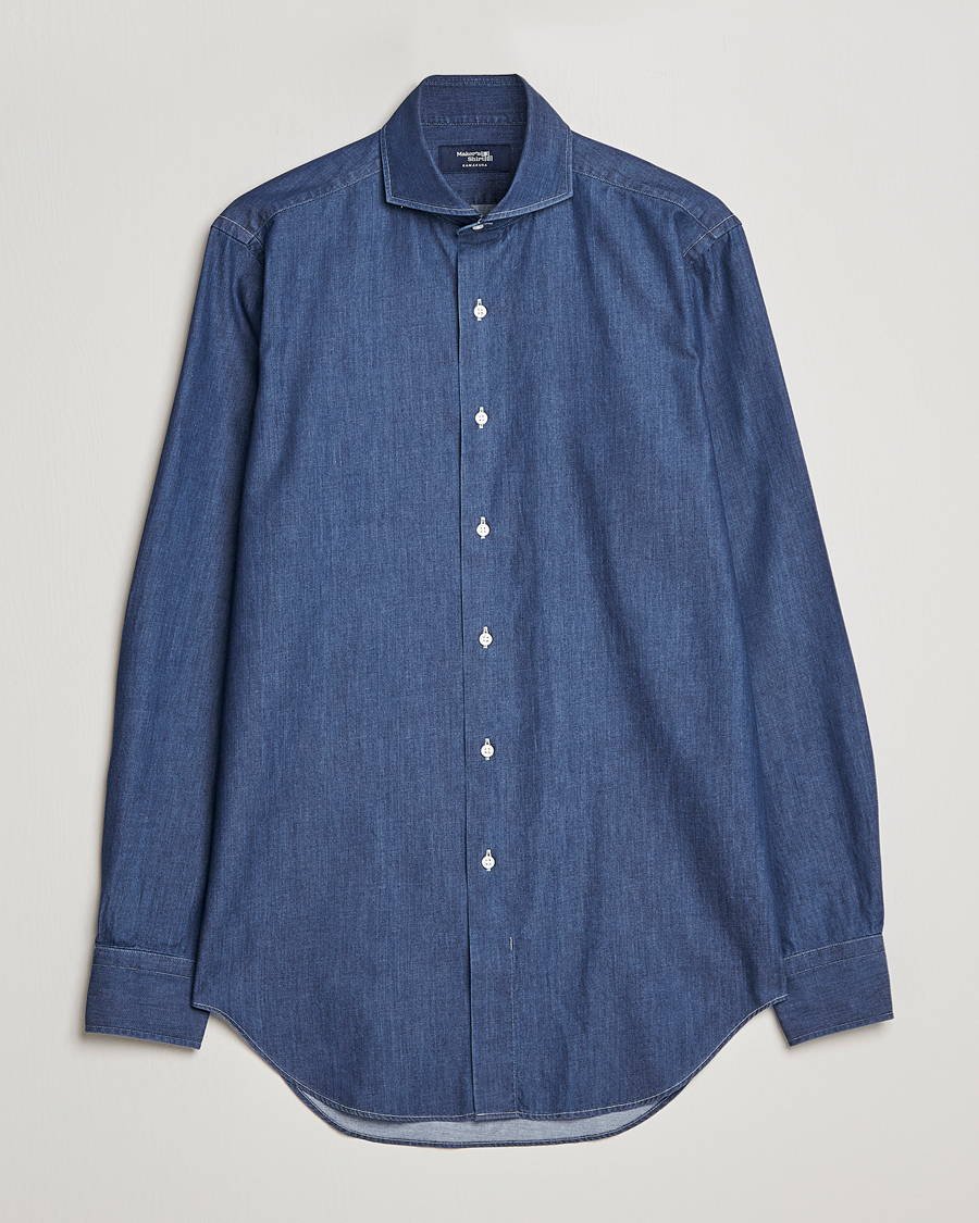 Hombres | Camisas | Kamakura Shirts | Slim Fit Denim Shirt Dark Indigo
