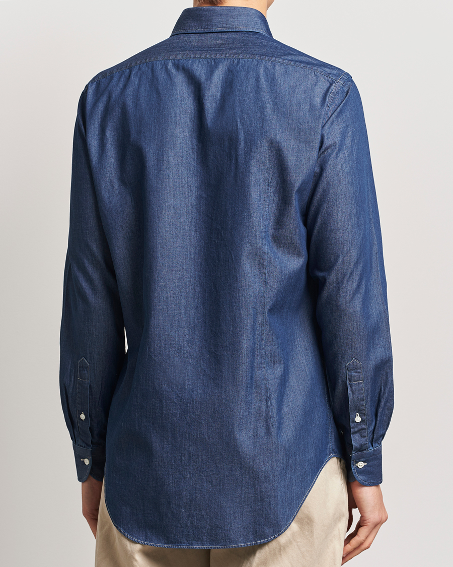 Hombres | Camisas | Kamakura Shirts | Slim Fit Denim Shirt Dark Indigo