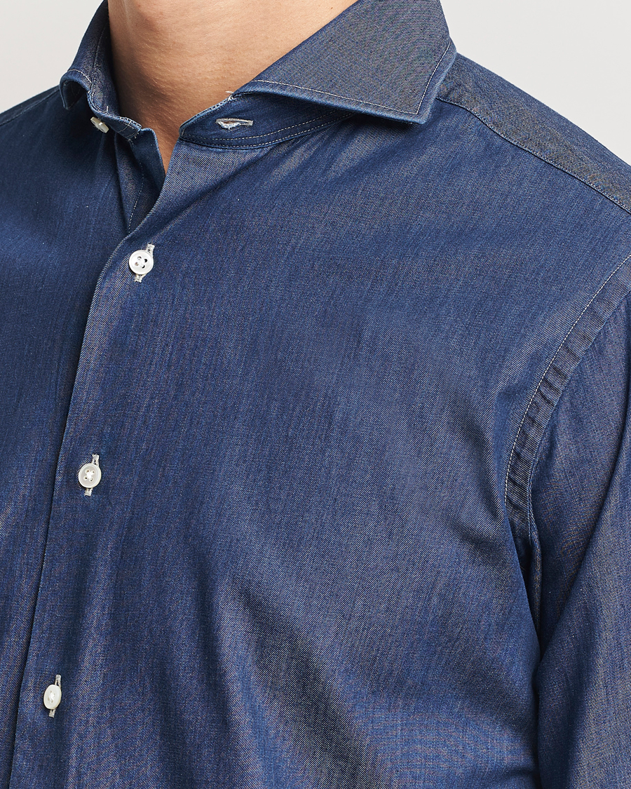 Hombres | Camisas | Kamakura Shirts | Slim Fit Denim Shirt Dark Indigo