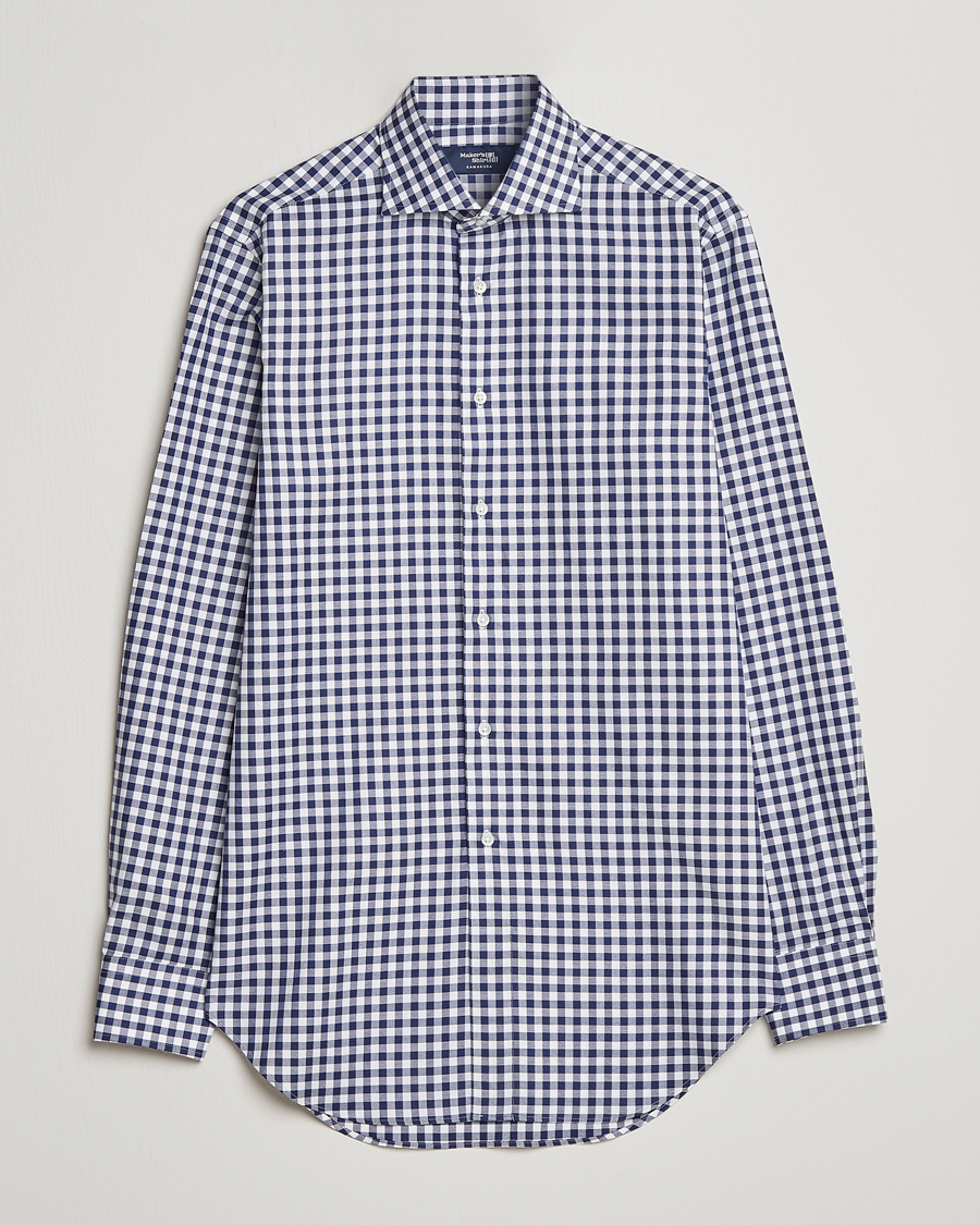 Hombres | Camisas | Kamakura Shirts | Slim Fit Gingham Shirt Navy