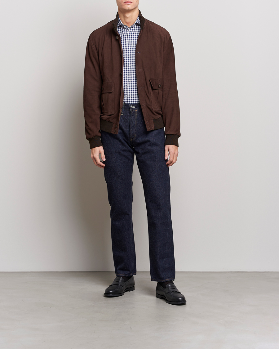 Hombres | Camisas | Kamakura Shirts | Slim Fit Gingham Shirt Navy