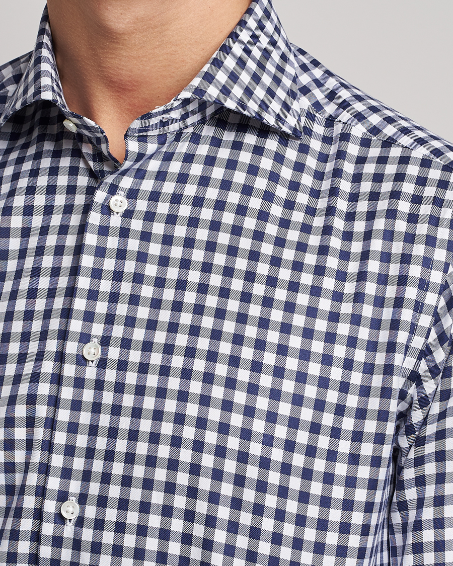 Hombres | Camisas | Kamakura Shirts | Slim Fit Gingham Shirt Navy