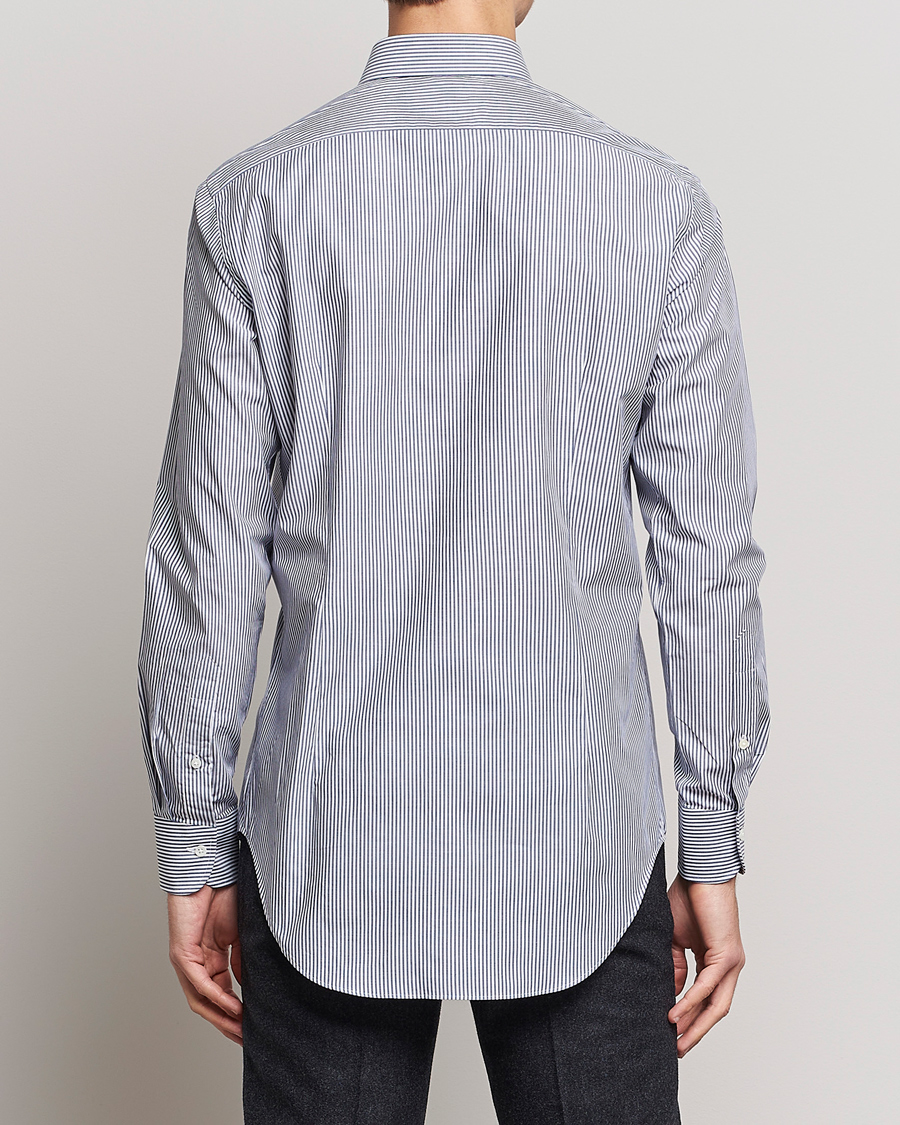 Hombres | Camisas | Kamakura Shirts | Slim Fit Striped Broadcloth Shirt Navy