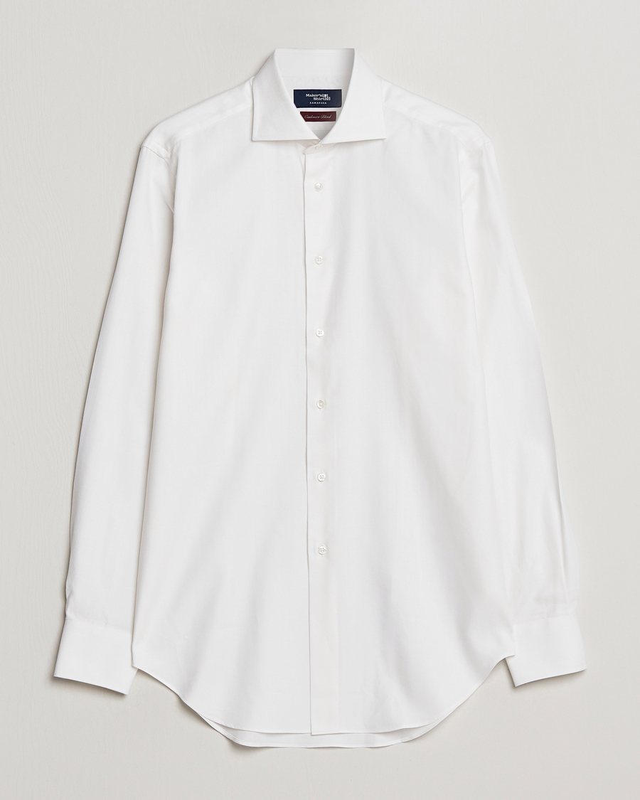Hombres | Camisas | Kamakura Shirts | Slim Fit Cashmere Blend Shirt White