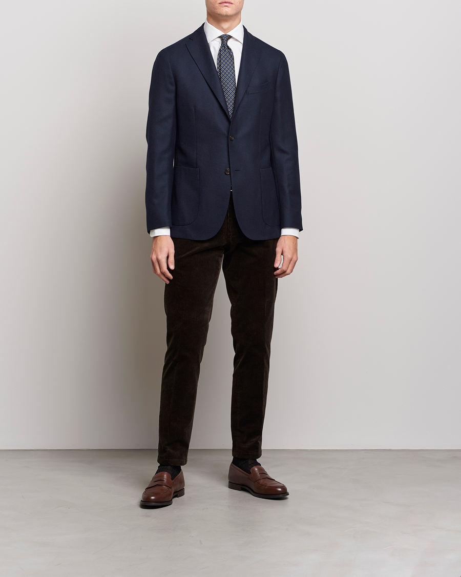 Hombres | Camisas | Kamakura Shirts | Slim Fit Cashmere Blend Shirt White