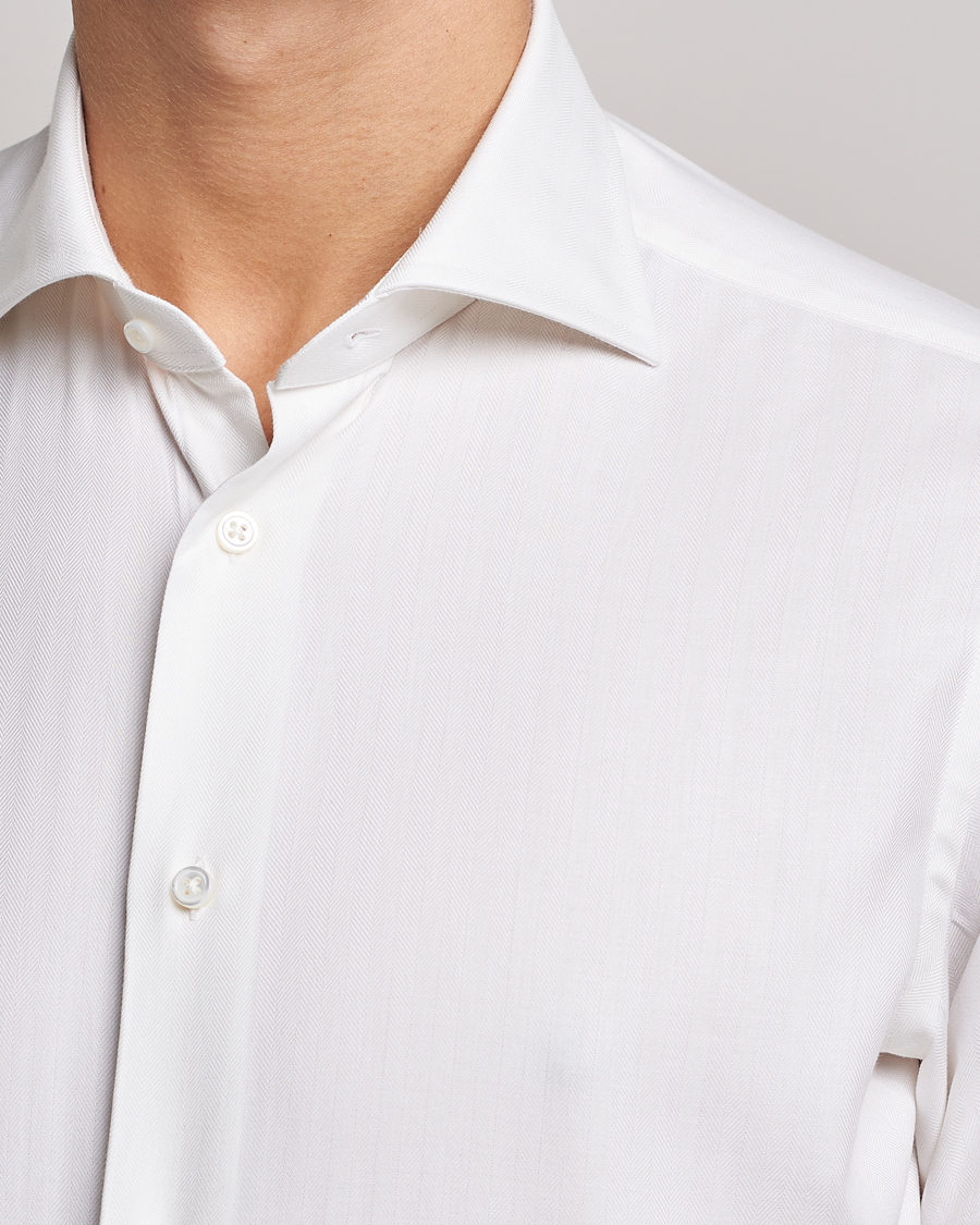Hombres | Camisas | Kamakura Shirts | Slim Fit Cashmere Blend Shirt White
