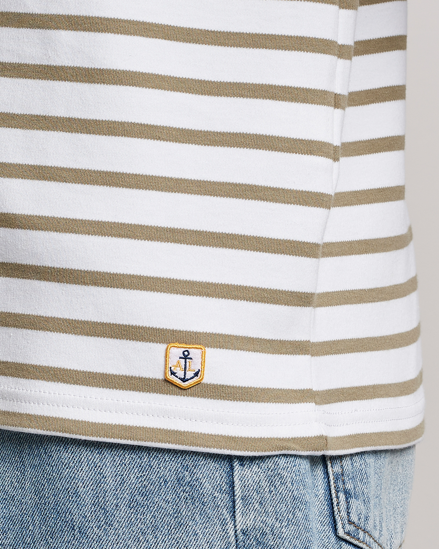 Hombres | Camisetas | Armor-lux | Houat Héritage Stripe Longsleeve T-shirt Blanc/Argile