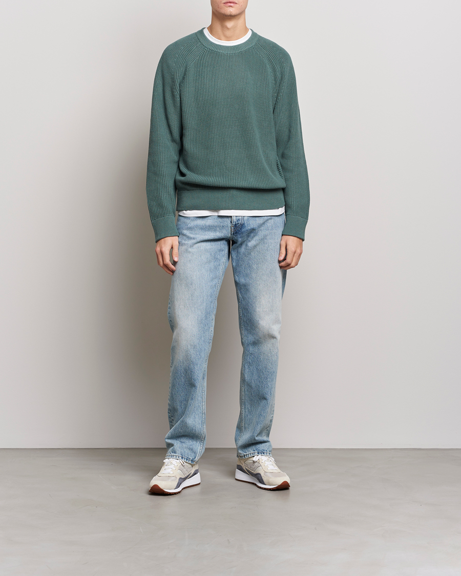 Hombres | Jerséis y prendas de punto | NN07 | Jacobo Cotton Knitted Sweater Forest Mint
