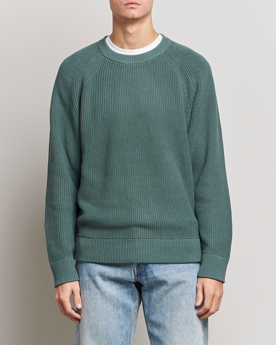 Hombres | Jerséis y prendas de punto | NN07 | Jacobo Cotton Knitted Sweater Forest Mint