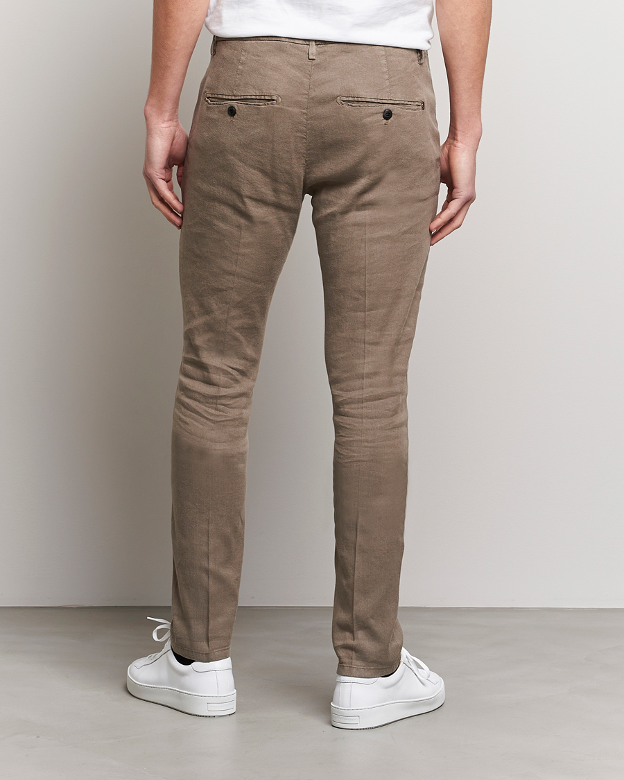 Hombres | Pantalones | Dondup | Gaubert Linen Stretch Chinos Light Brown