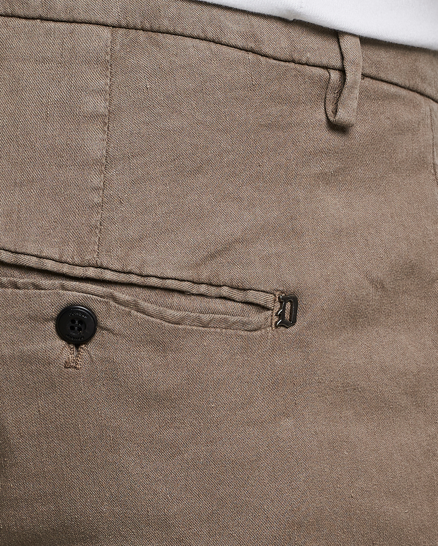 Hombres | Pantalones | Dondup | Gaubert Linen Stretch Chinos Light Brown