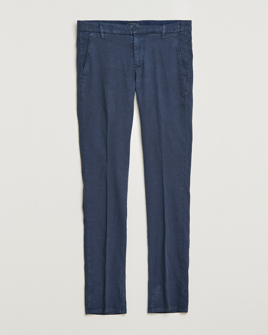 Hombres | Pantalones | Dondup | Gaubert Linen Stretch Chinos Navy