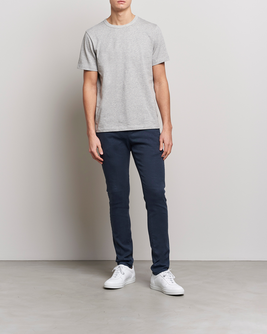 Hombres | Pantalones | Dondup | Gaubert Linen Stretch Chinos Navy