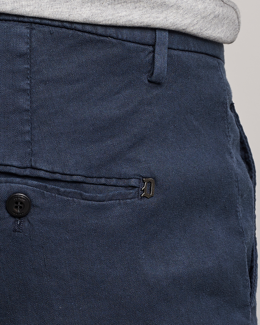 Hombres | Pantalones | Dondup | Gaubert Linen Stretch Chinos Navy