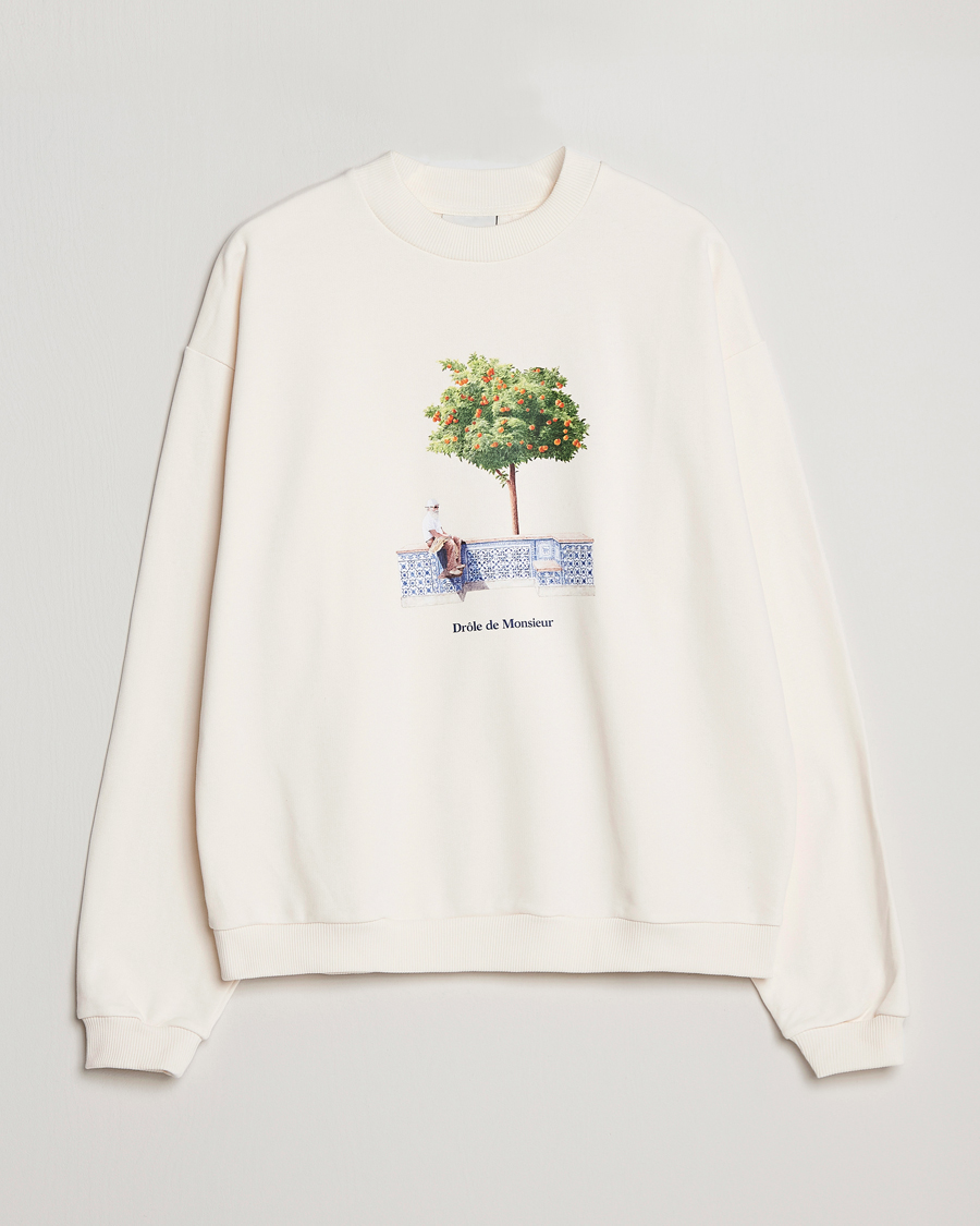Hombres | Jerséis y prendas de punto | Drôle de Monsieur | Oranger Print Sweatshirt Off White