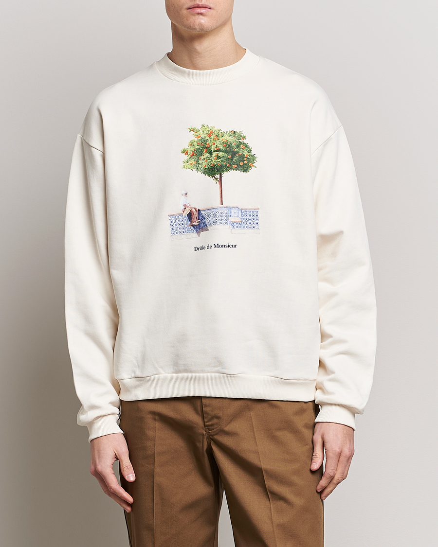 Hombres | Jerséis y prendas de punto | Drôle de Monsieur | Oranger Print Sweatshirt Off White