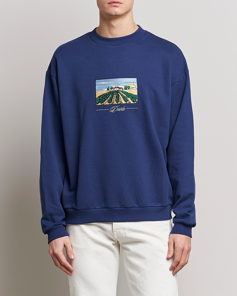 Hombres | Jerséis y prendas de punto | Drôle de Monsieur | Vignes Embroidered Sweatshirt Navy