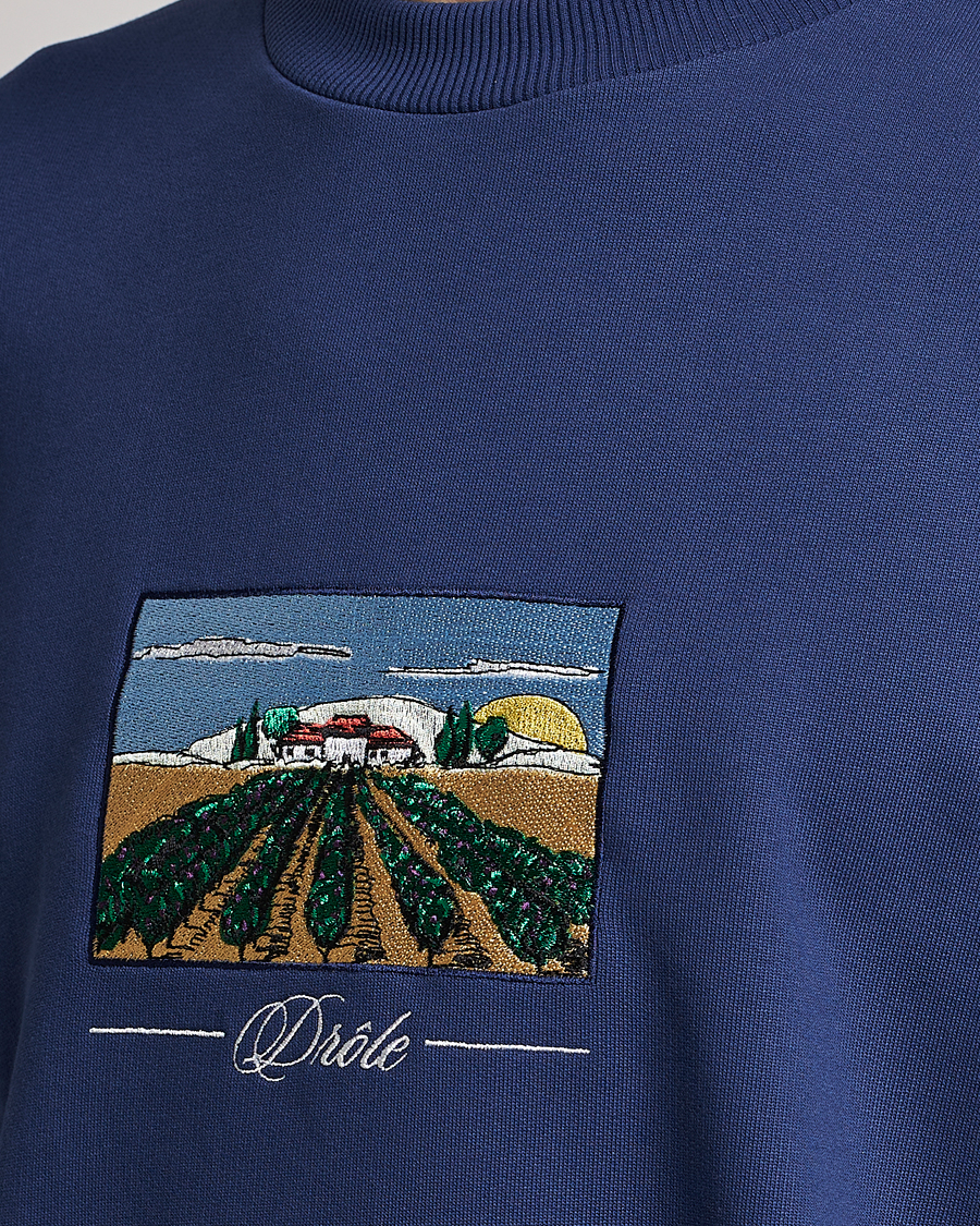 Hombres | Jerséis y prendas de punto | Drôle de Monsieur | Vignes Embroidered Sweatshirt Navy
