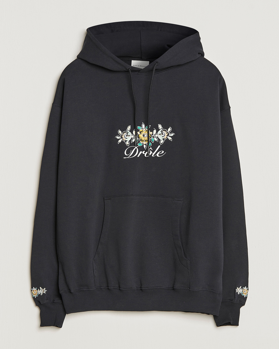 Hombres | Jerséis y prendas de punto | Drôle de Monsieur | Fleur Embroidered Hoodie Black