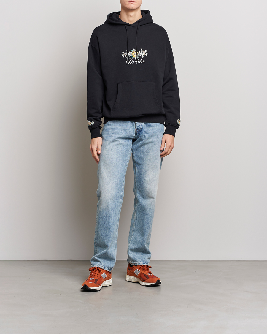 Hombres | Jerséis y prendas de punto | Drôle de Monsieur | Fleur Embroidered Hoodie Black