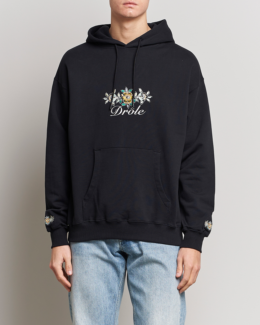 Hombres | Jerséis y prendas de punto | Drôle de Monsieur | Fleur Embroidered Hoodie Black