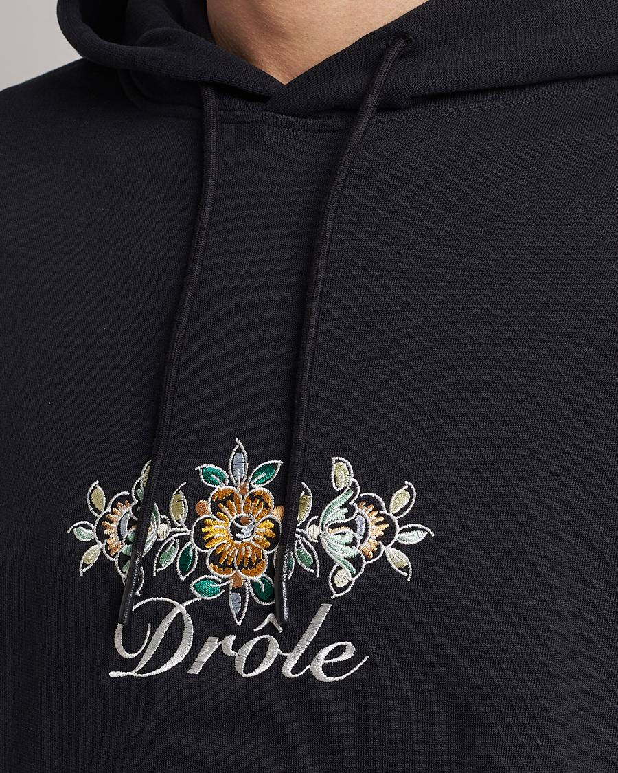 Hombres | Jerséis y prendas de punto | Drôle de Monsieur | Fleur Embroidered Hoodie Black