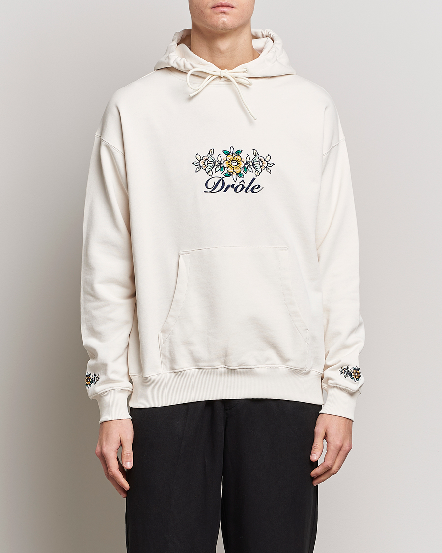 Hombres | Jerséis y prendas de punto | Drôle de Monsieur | Fleur Embroidered Hoodie Off White