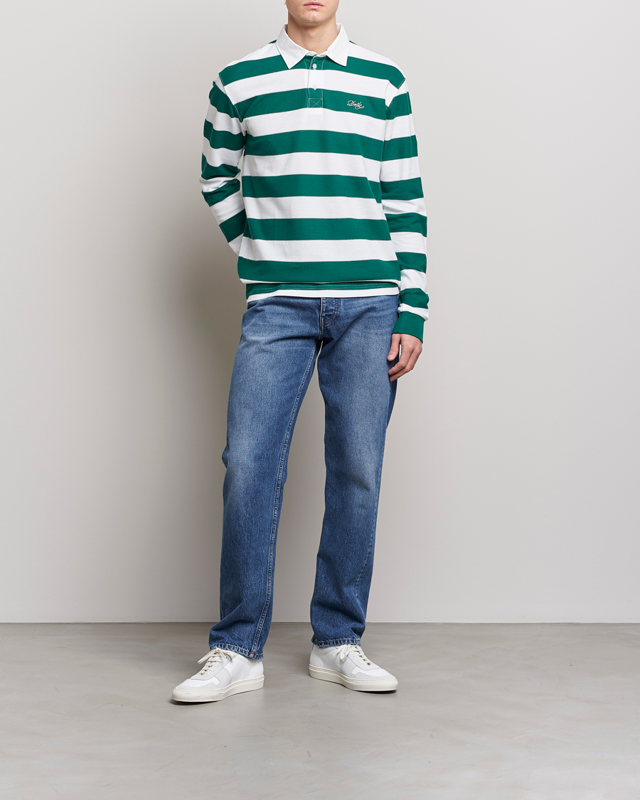 Hombres | Jerséis y prendas de punto | Drôle de Monsieur | Le Polo Striped Rugby Shirt White/Green
