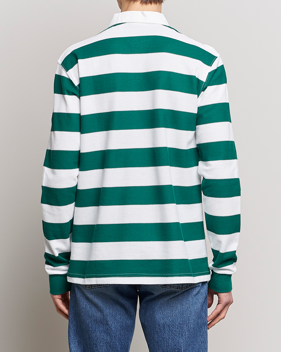 Hombres | Jerséis y prendas de punto | Drôle de Monsieur | Le Polo Striped Rugby Shirt White/Green